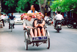 Rickshaw ride or cyclo ride in Hanoi