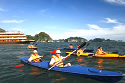 Kayaking in Halong Bay, Quang Ninh province, Vietnam Kayking in Halong Bay, Vietnam