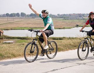 Cycling to Bat Trang village